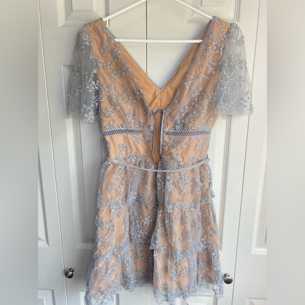 New Self-Portrait Embroidered Blossom Tiered Mini Dress - Picture 7 of 12